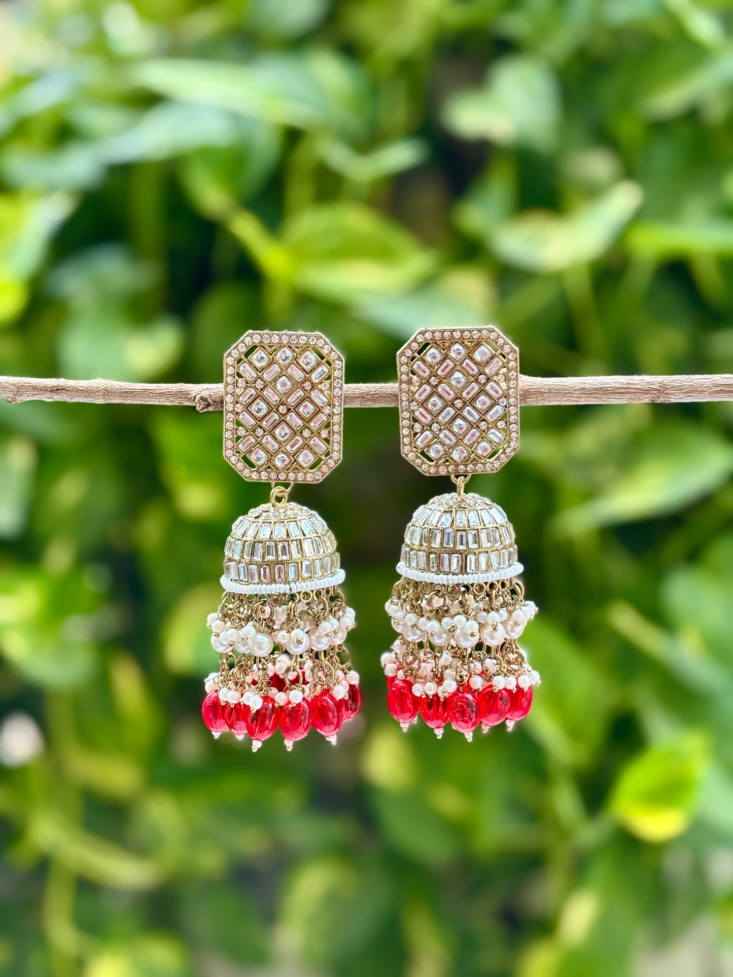 Red Sandya Jhumkis