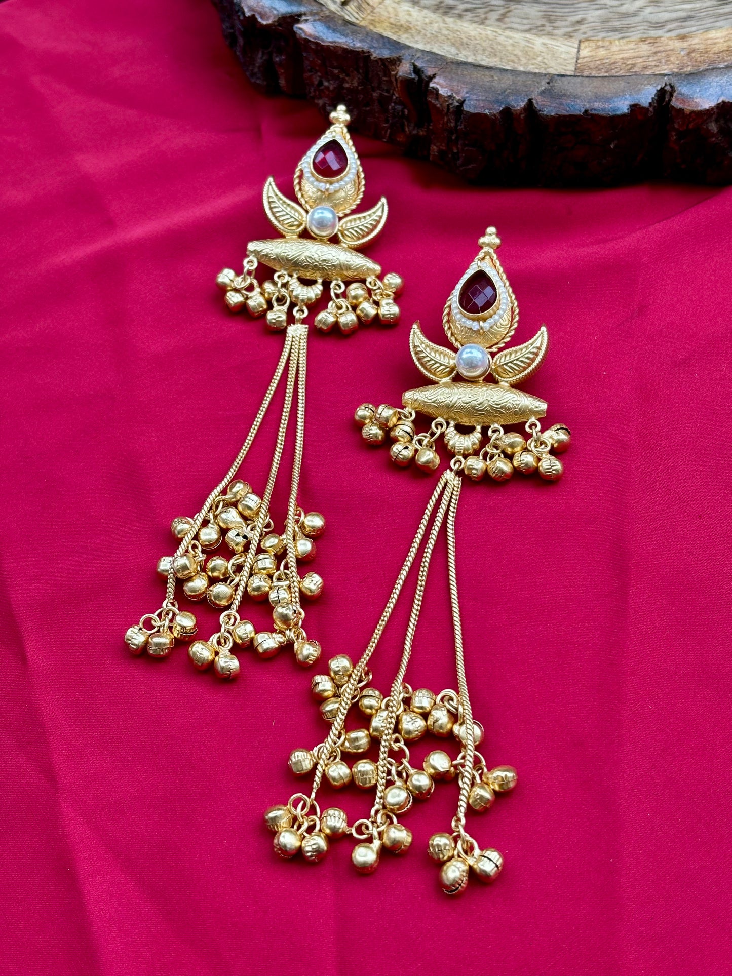Maroon Yara Kashmiri Earrings
