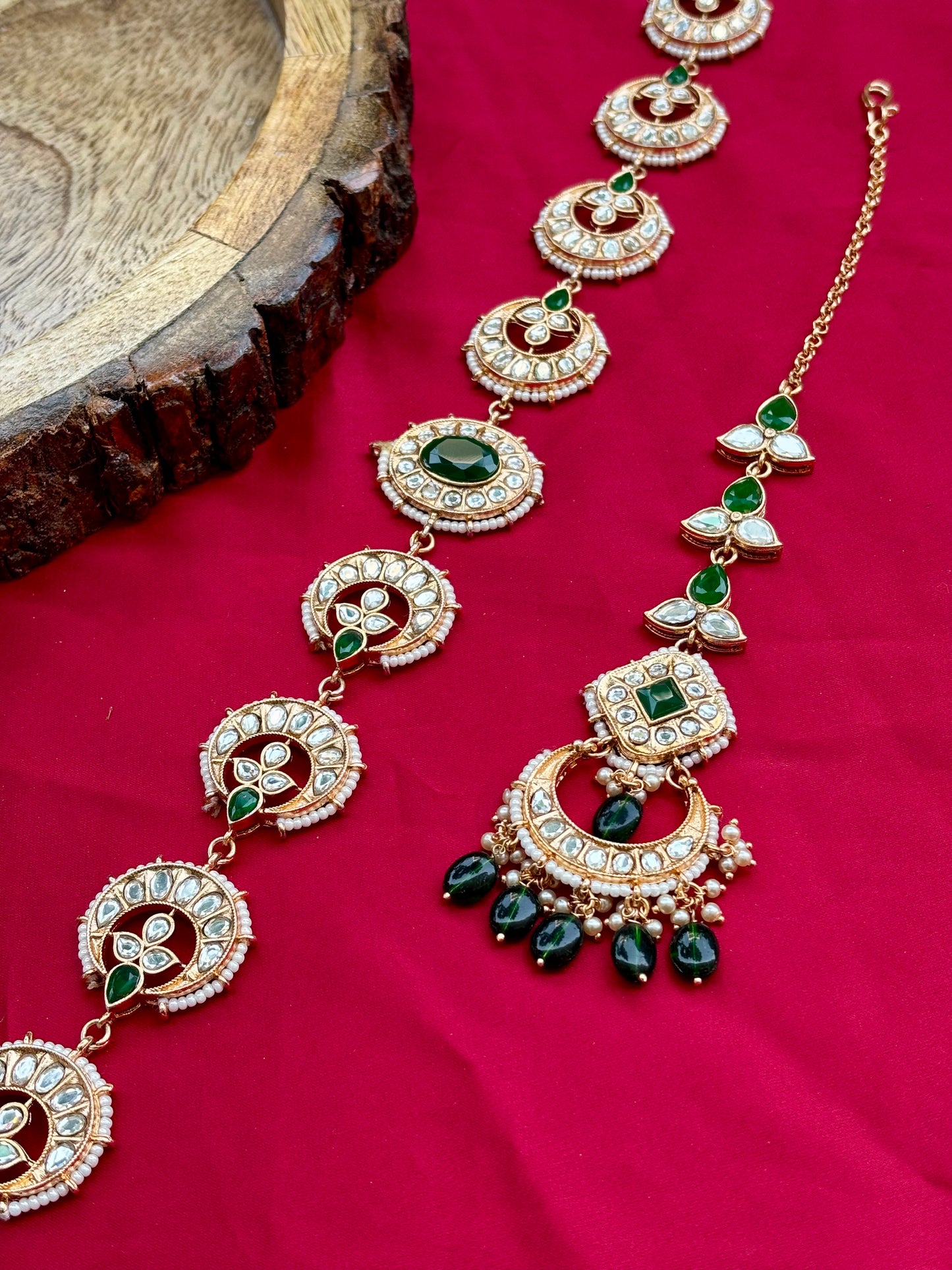 Emerald Ravya Kundan Bridal Jewellery Set