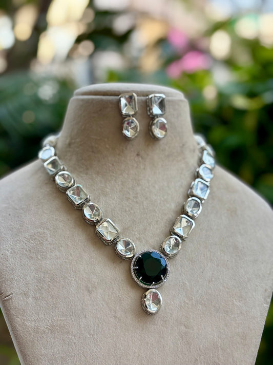 Amira Silver Kundan Jewellery Set