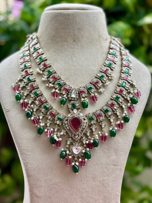 Multicolour Elara Kundan Bridal Jewellery Set