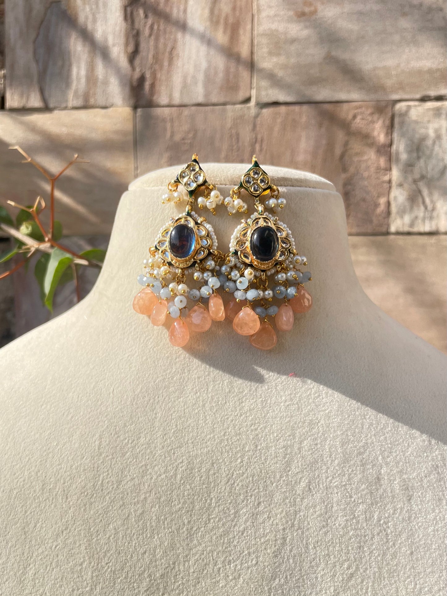 Blue Orange Muriel Kundan Necklace