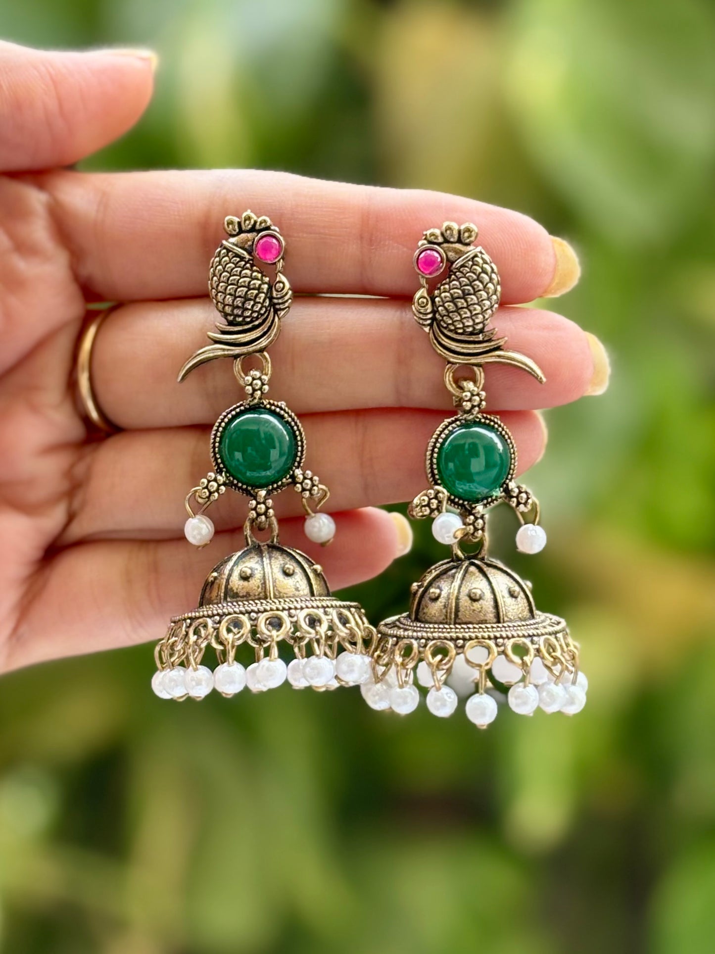 Antique Green Sakshi Jhumki