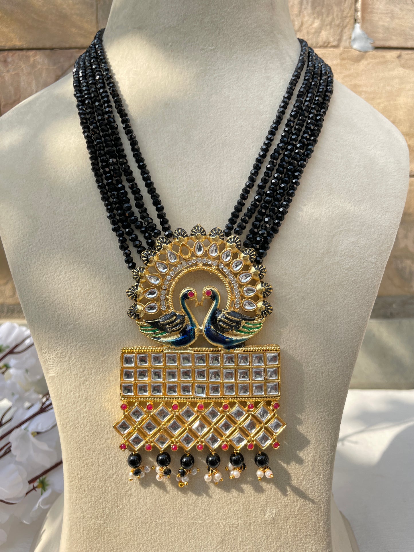 Black Maya Kundan Long Jewellery Set