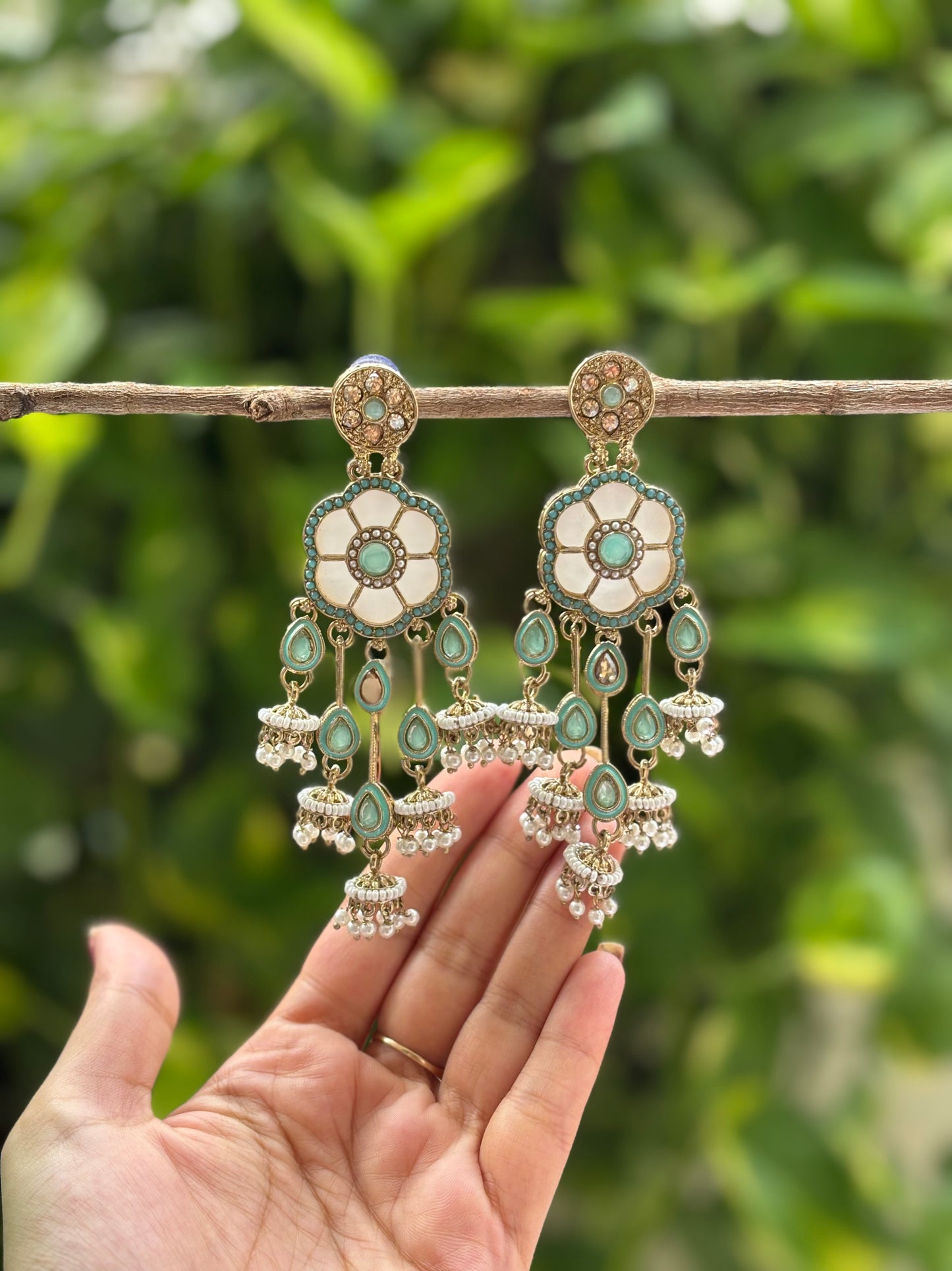 Turquoise Amara Kundan Danglers