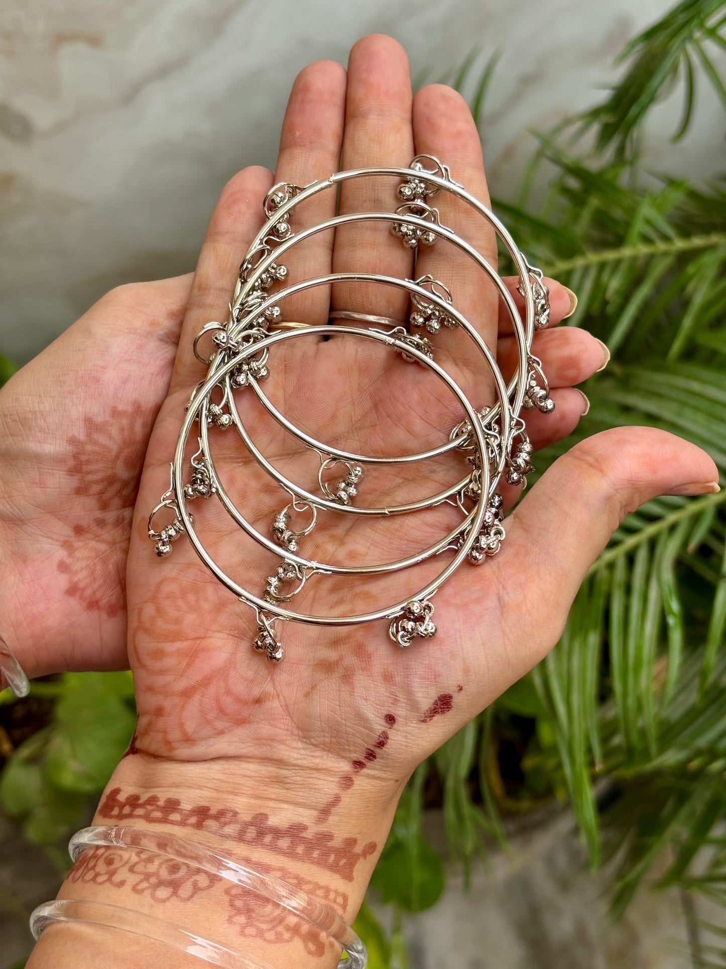Silver Kashmiri Ghungroo Bangles (Set of 4)