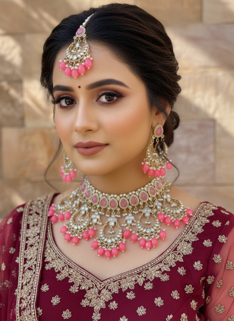Pink Tina Kundan Jewellery Set