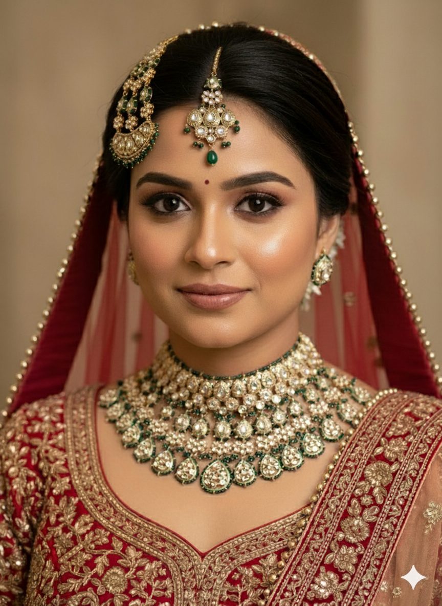 Green Navya Kundan Bridal Jewellery Set