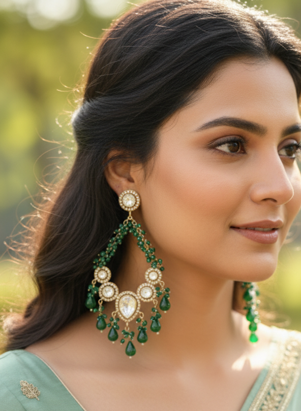 Kundan Green Aria Danglers