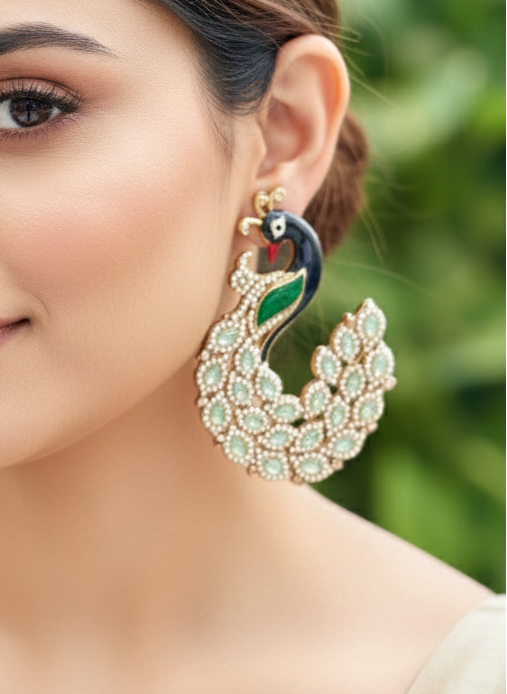 Kundan Peacock Earrings