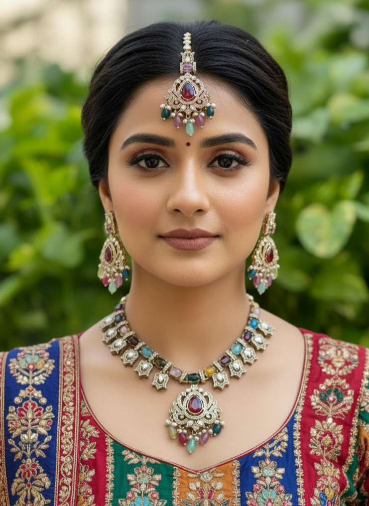 Multicolour Sia Kundan Jewellery Set