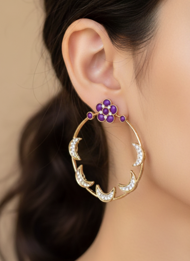 Purple Geet Hoops Chandbalis