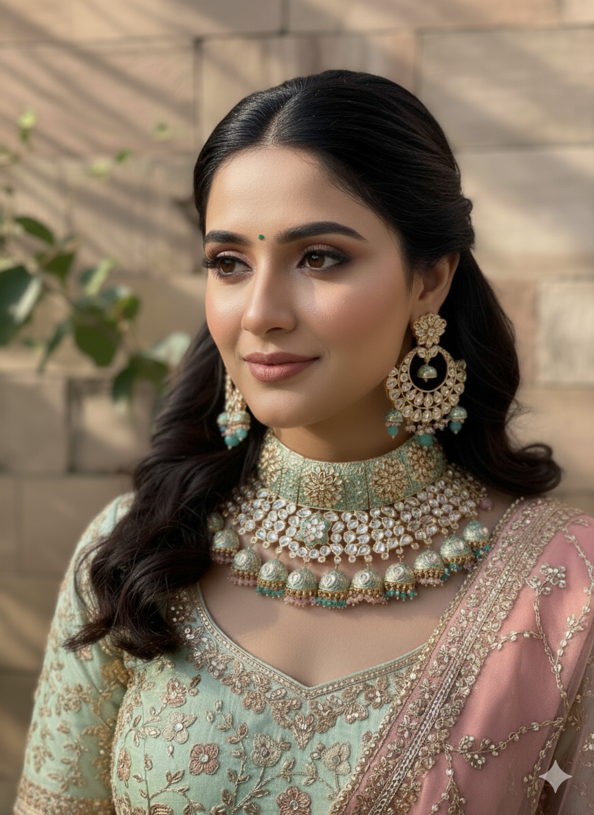Mint Pink Niki Bridal Jewellery Set