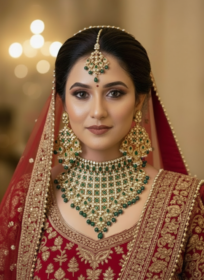 Green Amly Kundan Bridal Jewellery Set