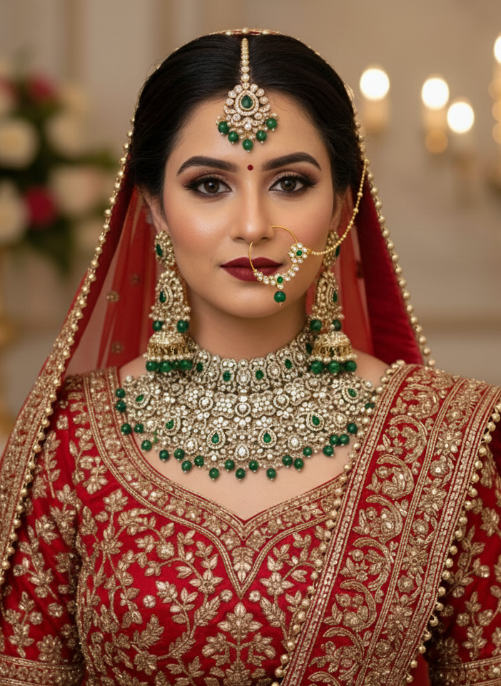 Green Myra Kundan Bridal Jewellery Set