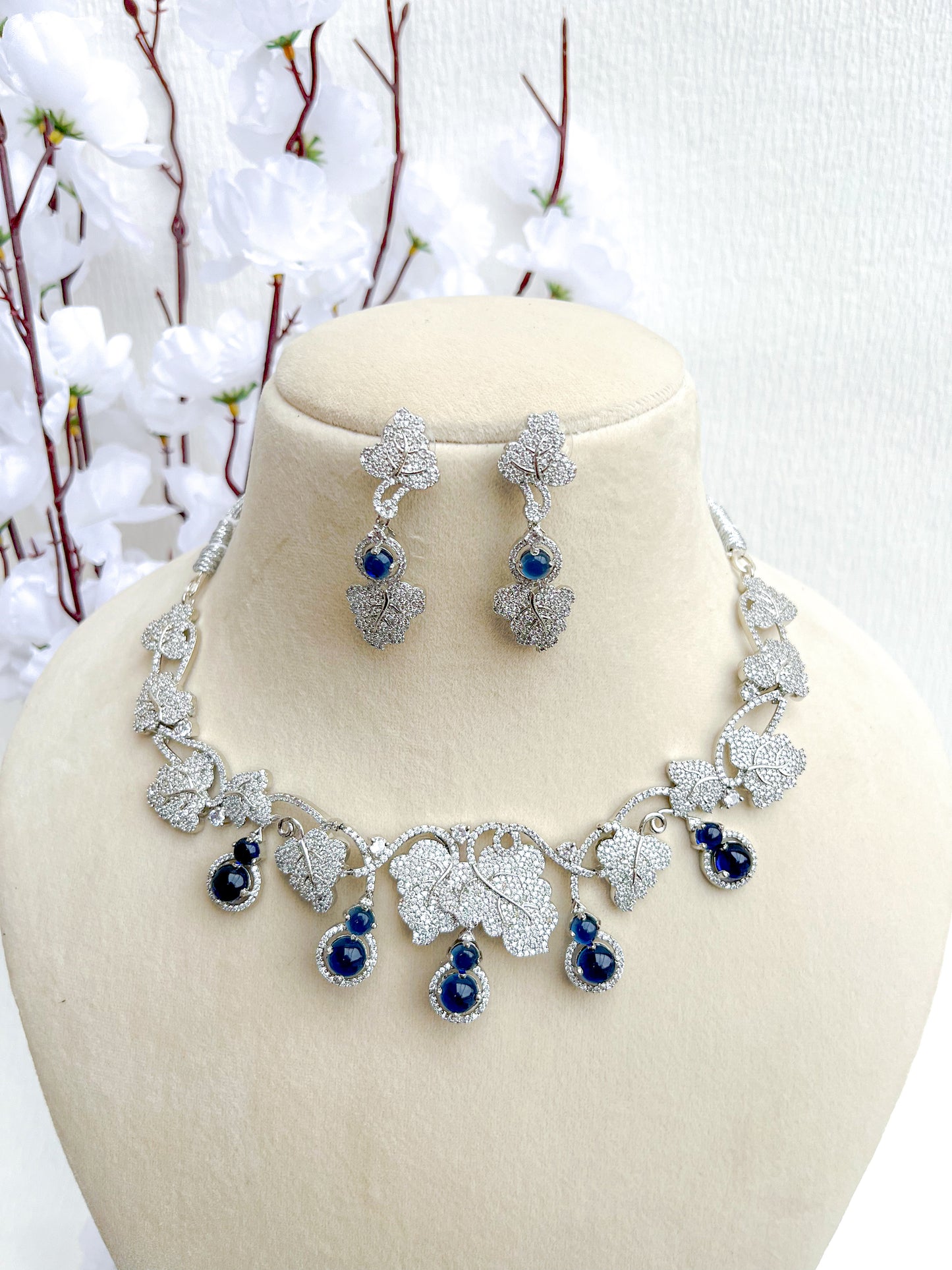 Blue Flo Zirconia Necklace