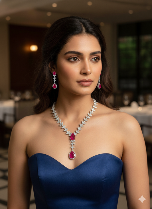 Ruby Reeti Zirconia Jewellery Set