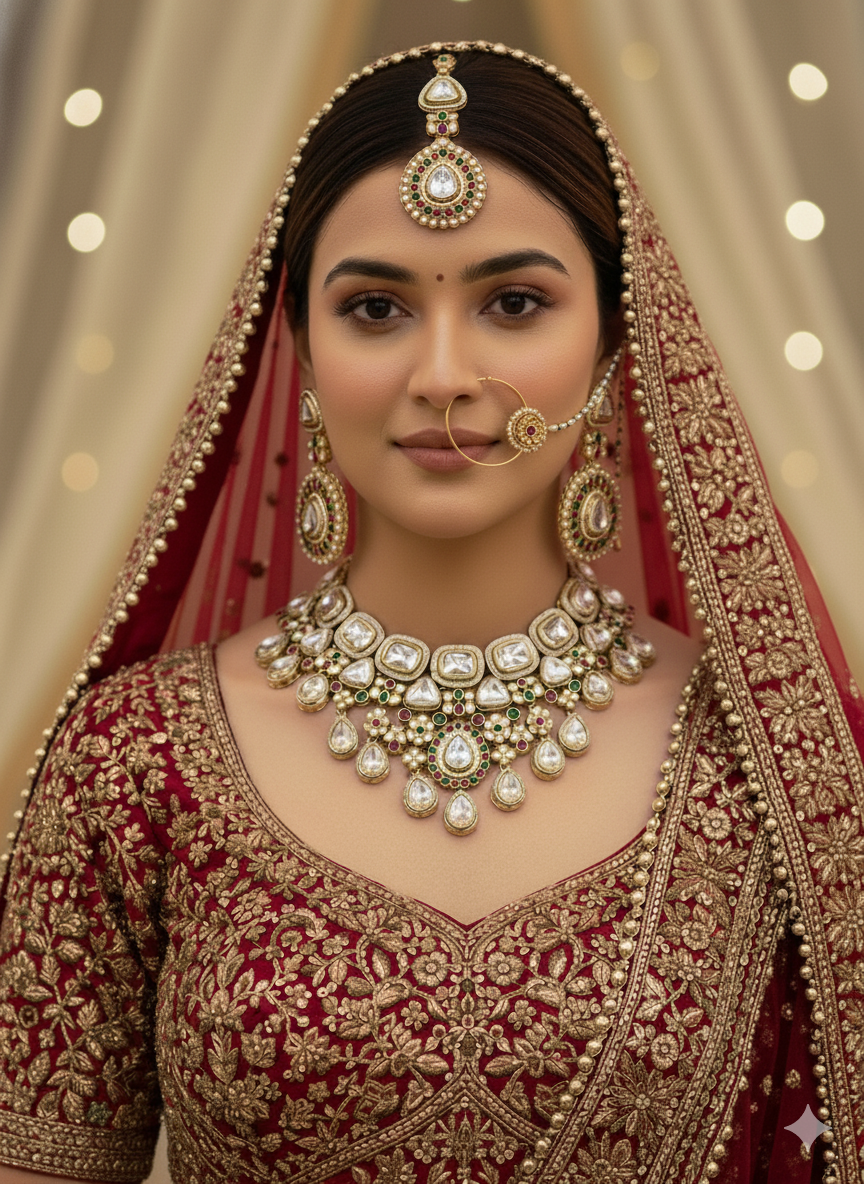 Multicolour Kavya Kundan Bridal Jewellery Set