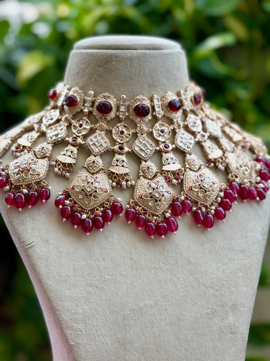 Maroon Kaviya Bridal Kundan Jewellery Set