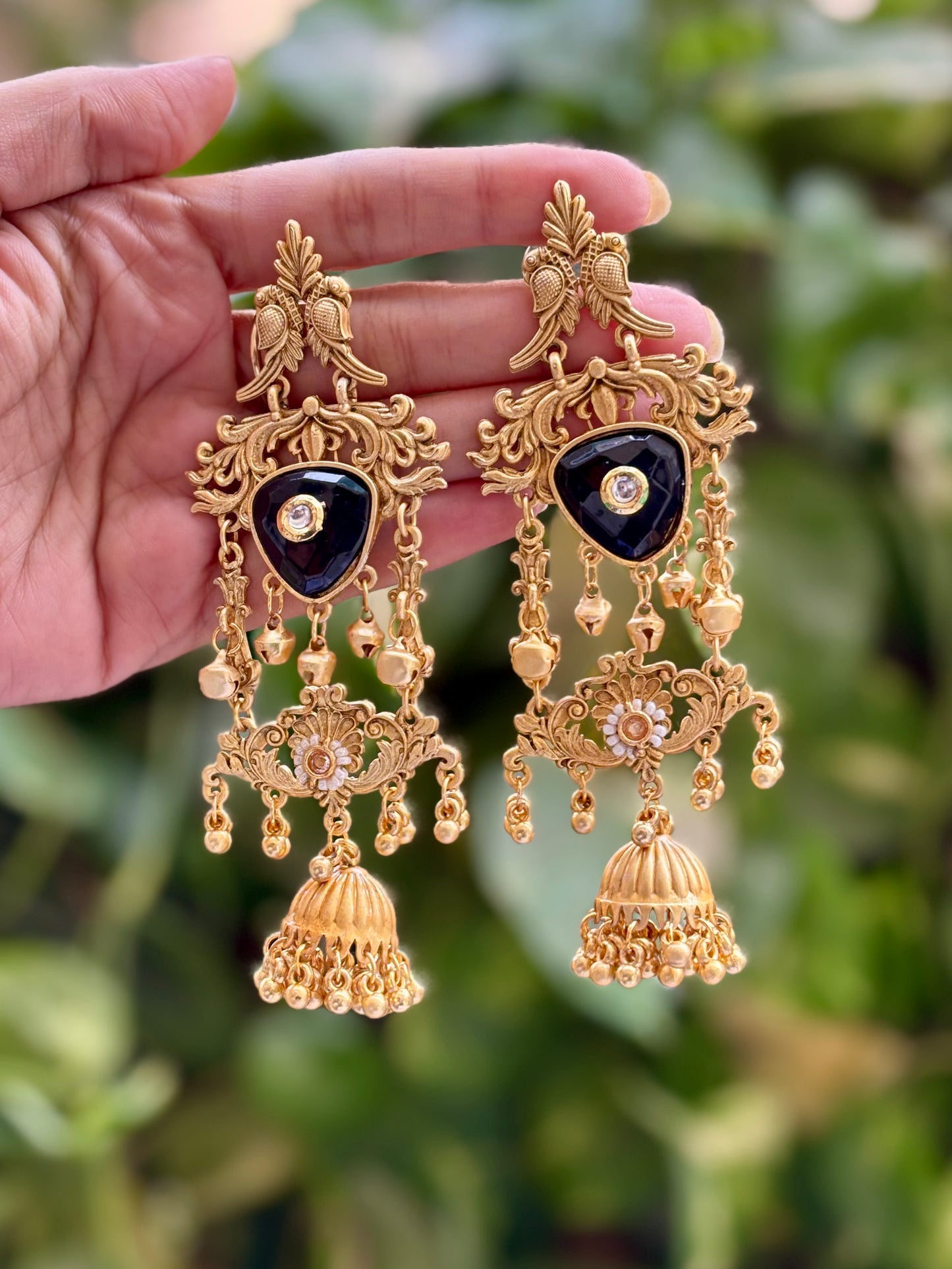 Black Iqra Kashmiri Earrings