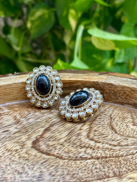 Antique Black Iris Studs