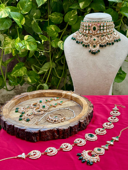 Emerald Ravya Kundan Bridal Jewellery Set