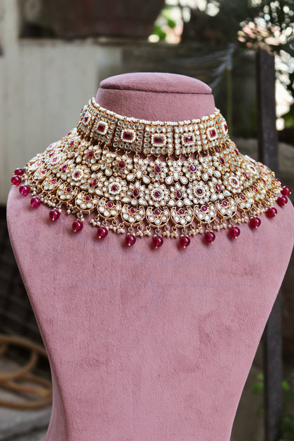 Pink Bavya Kundan Bridal Jewellery Set