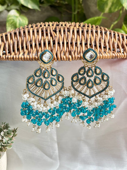 Turquoise Palaq Kundan Danglers