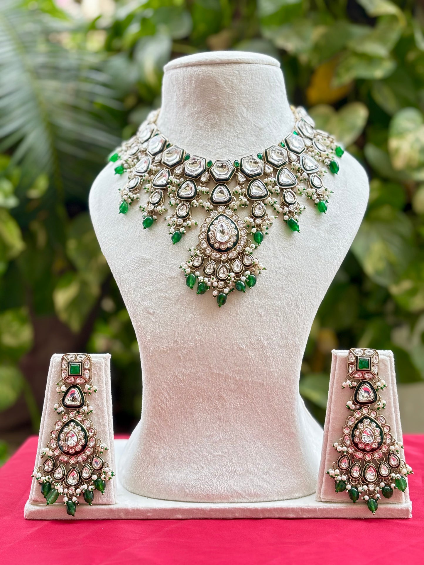 Green Reshi Kundan Bridal Jewellery Set
