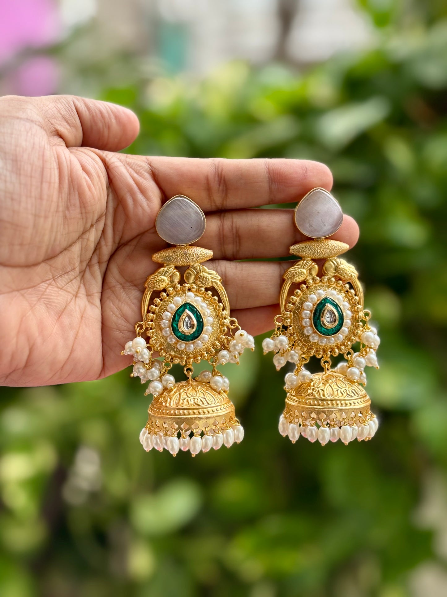 Grey Meher Kashmiri Earrings