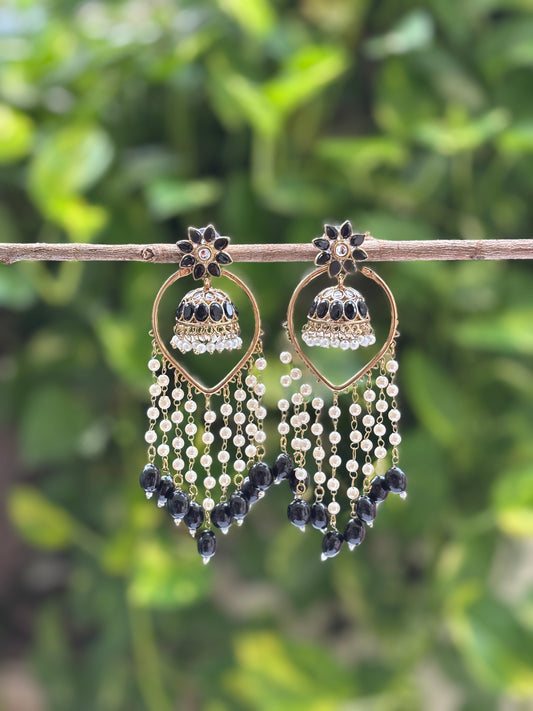 Black 3 in 1 Earrings Set