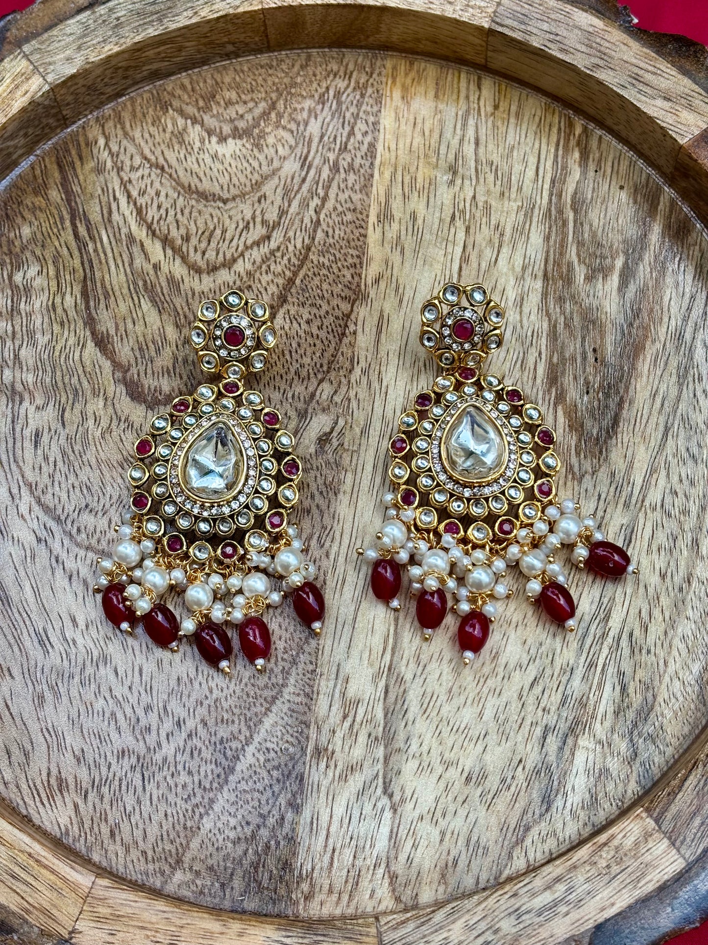 Maroon Ishira Kundan Jewellery Set