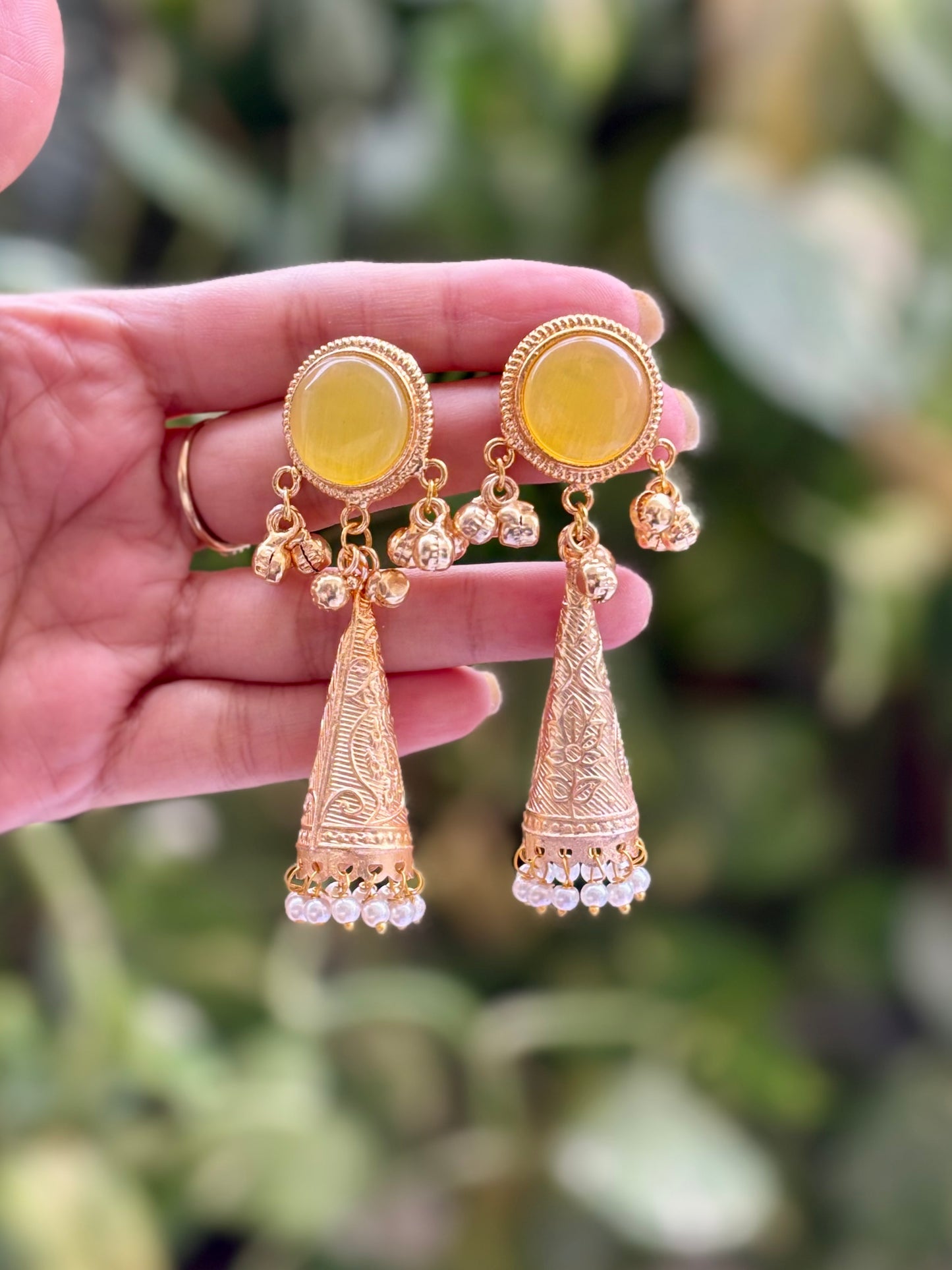 Yellow Sanaya Kashmiri Earrings