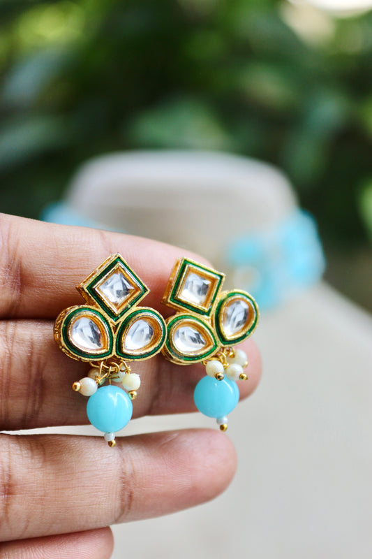 Sky Blue Gargi Kundan Jewellery Set