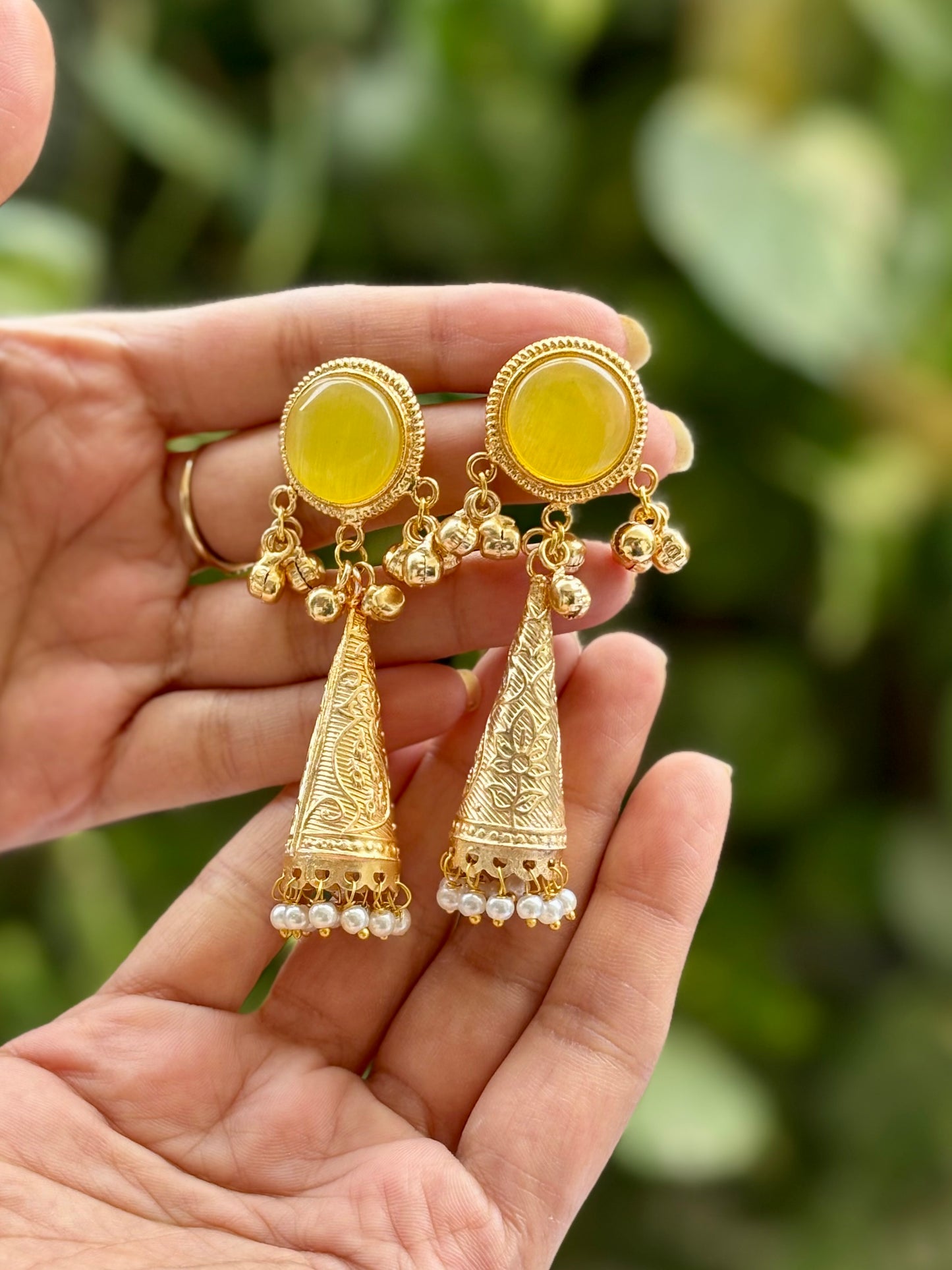 Yellow Sanaya Kashmiri Earrings