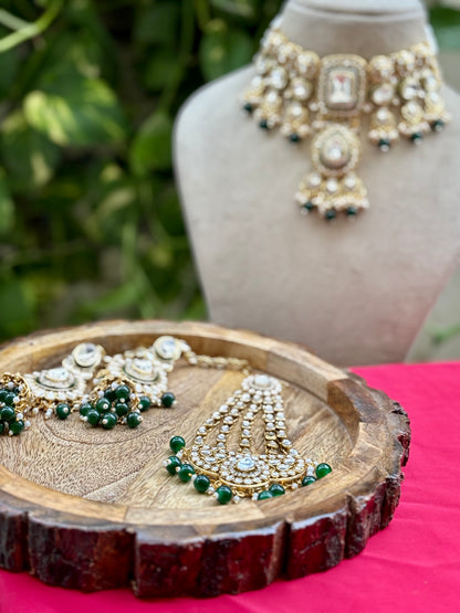 Green Clara Kundan Bridal Jewellery Set