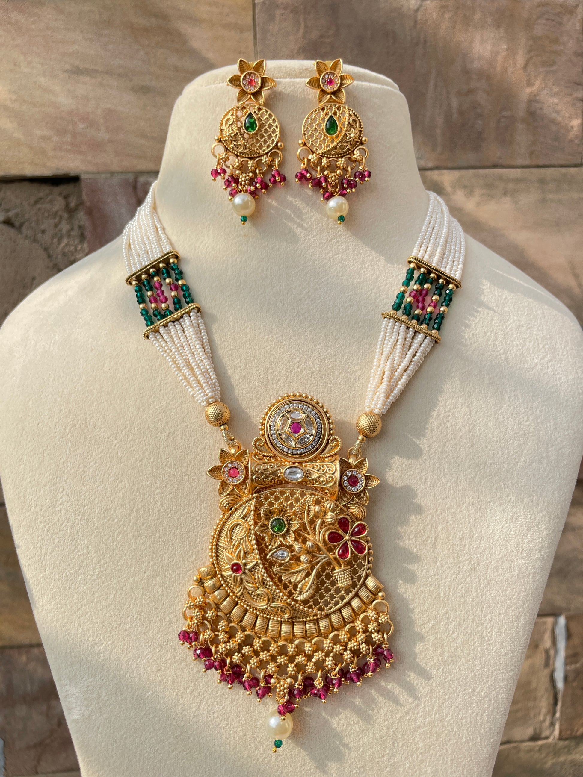 Multicolour Maya Rajwadi Jewellery Set – Kundan Store
