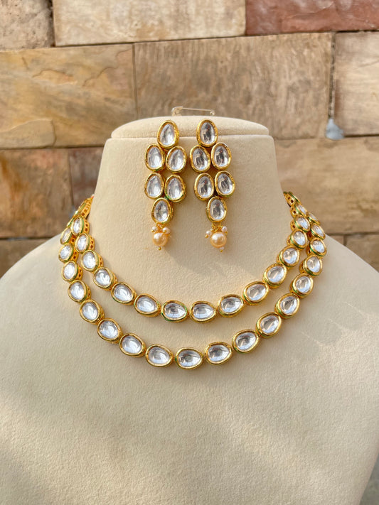 Kundan Double Line Jewellery Set