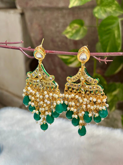 Green Gulika Kundan Earrings