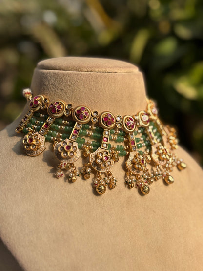 Royal Green Jiva Kundan Jewellery Set