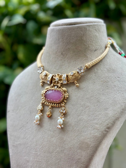 Pink Devika Heritage Jewellery Set