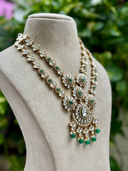Green Bhviya Kundan Bridal Jewellery Set
