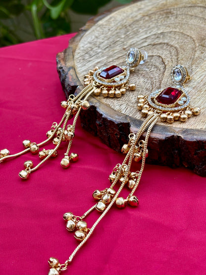 Maroon Noraa Kashmiri Earrings