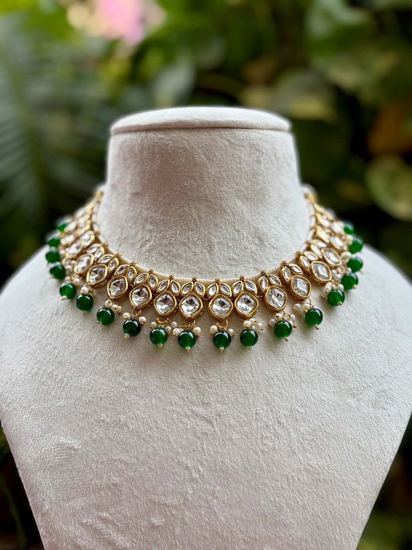 Green Charvi Kundan Jewellery Set