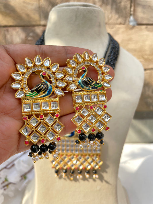 Black Maya Kundan Long Jewellery Set