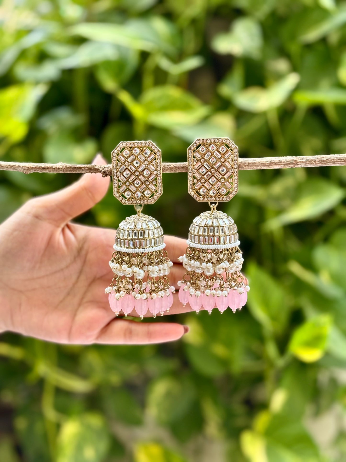 Pink Sandya Jhumkis