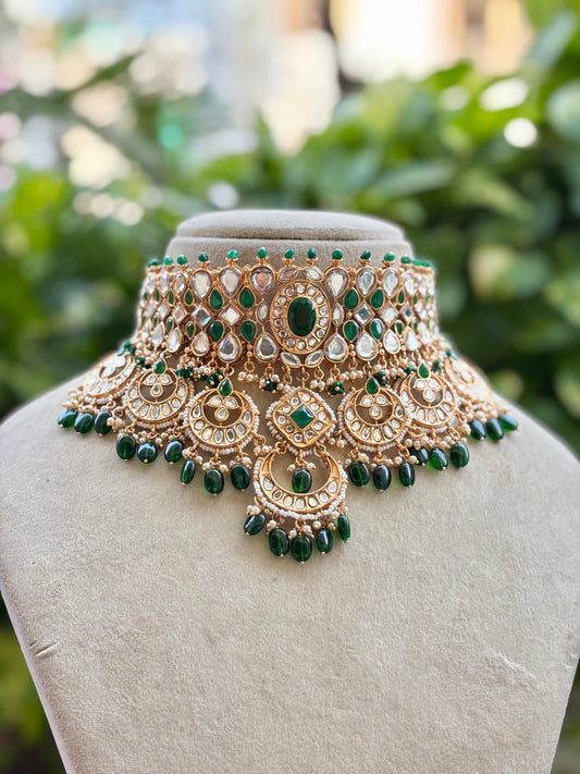 Emerald Ravya Kundan Bridal Jewellery Set