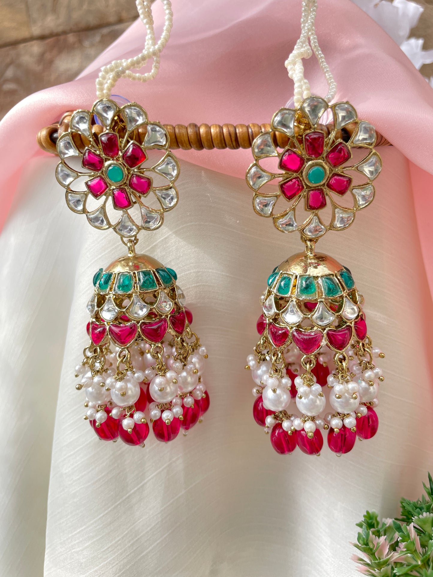 Ruby Green Mohana Jhumkis