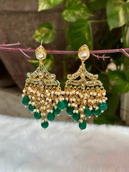 Green Gulika Kundan Earrings