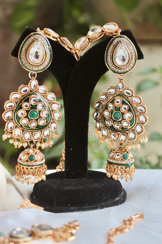 Green Naomi Kundan Semi Bridal Jewellery Set